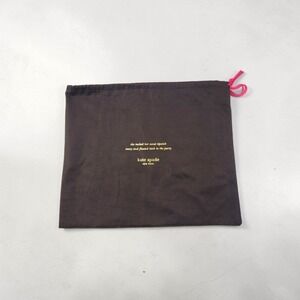 Kate Spade New York Brown Dust Bag Pink Drawstring Gold Script Logo 14.5x12.5